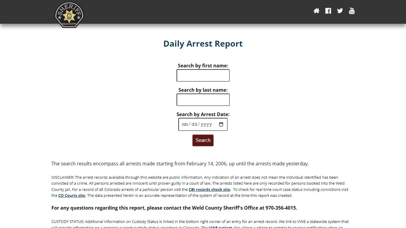 Weld County: Sheriffs Office Arrested Report