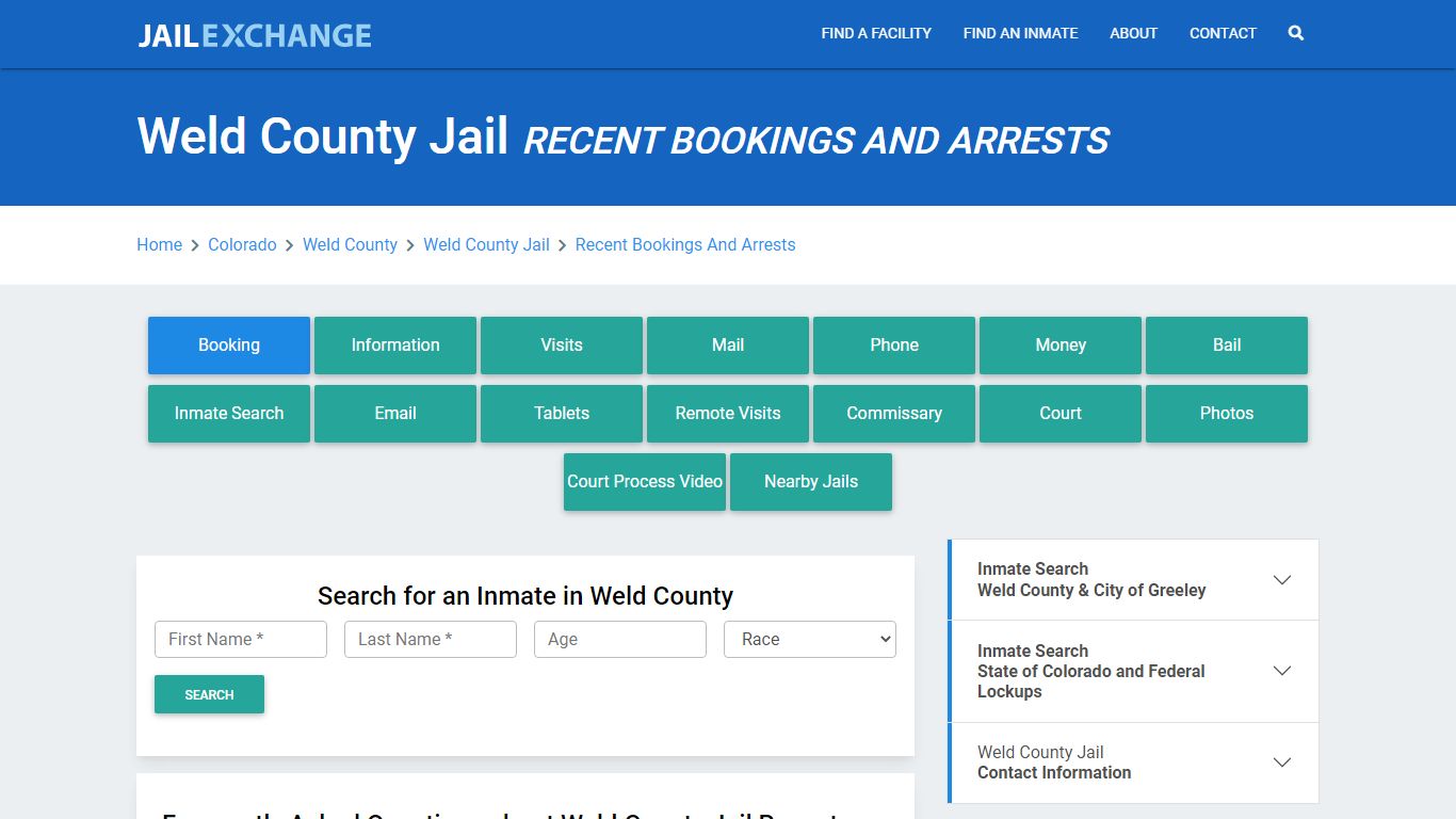 Weld County Jail Recent Bookings And Arrests - Jail Exchange