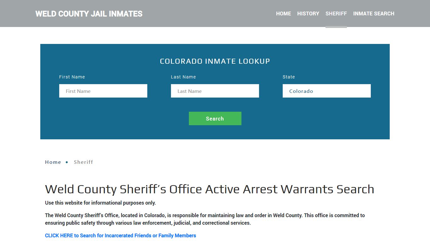 Weld County Sheriff, CO Arrest Warrant Lookup